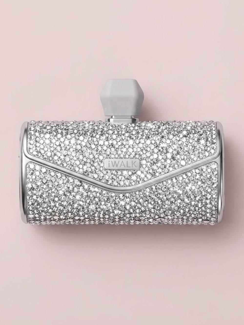 NWT Silver Crushed Diamond Rhinestone Portable Fast Charging USB-C Charger